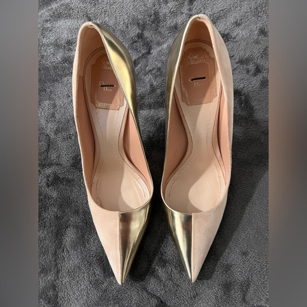 Dior Gold and Beige Stiletto Heels
